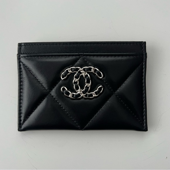 CHANEL O Card Holder Black Lambskin Silver Hardware - Picture 2 of 4